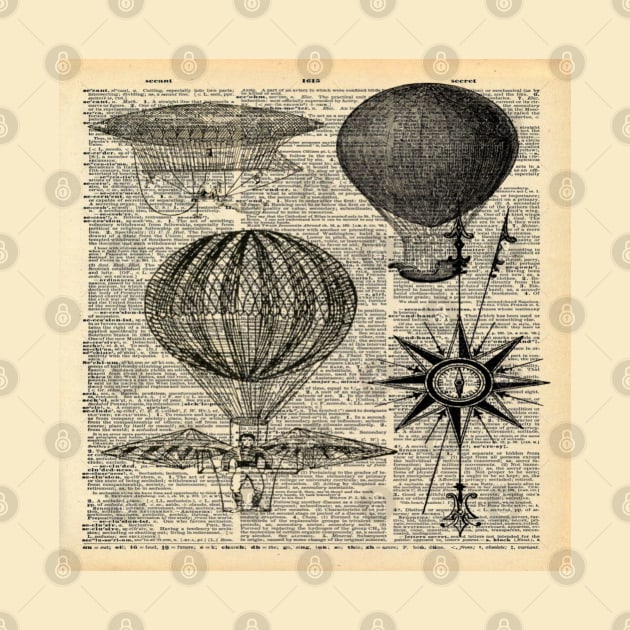 Dark Academia steampunk airship plane hot air balloon by Tina