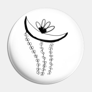 Black moon leaf floral art Pin