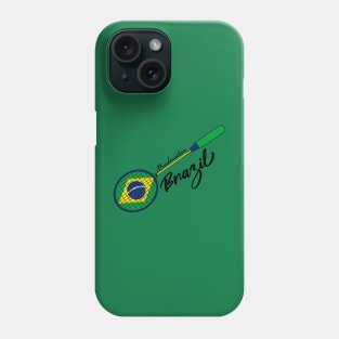 Brazil Badminton Flag on Racket Support Brazil Team Badminton Phone Case