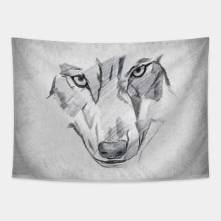 Wolf - Handmade Pencil Drawing Tapestry