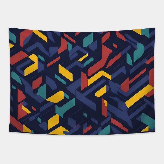 Colorful Geometric Pattern Tapestry by Contrapasso