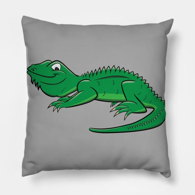 Cartoon Green Lizard Pillow by Dad n Son Designs