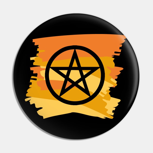 Pagan Pentagram Orange Paint Witch Magick Pin by vikki182@hotmail.co.uk