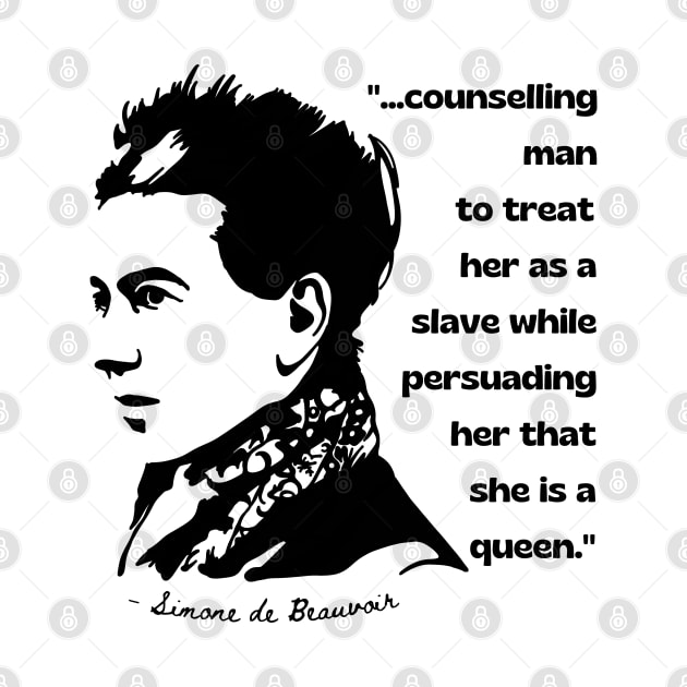 Simone de Beauvoir Portrait and Quote by Slightly Unhinged