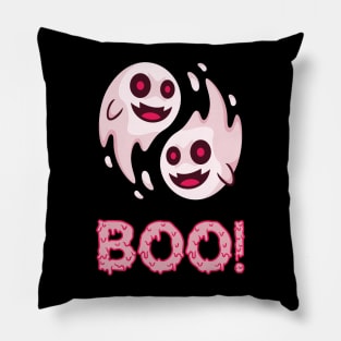 Pink Ghost Halloween Illustrated Pillow