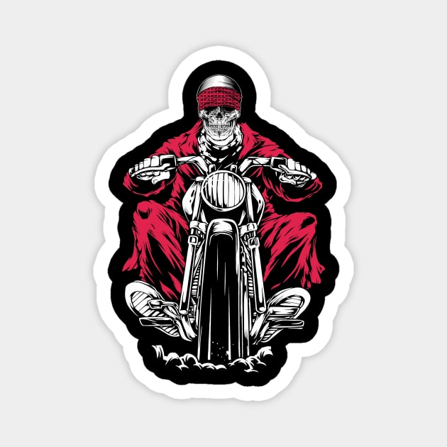 Skeleton riding a motorbike Magnet by Rossla Designs