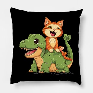 Cat Dinosaur Delight Pillow