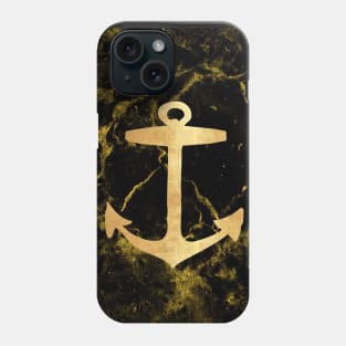 preppy minimalist coastal sailing black marble nautical anchor Phone Case