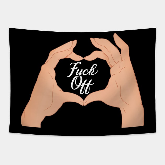 Fuck Off White Text Tapestry by giovanniiiii