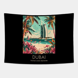 A Vintage Travel Illustration of Dubai - United Arab Emirates Tapestry