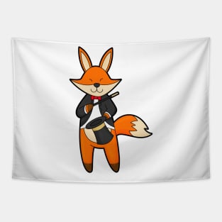 Fox as Magician with Magic wand & Hat Tapestry
