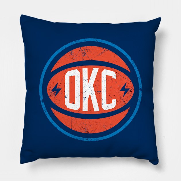 OKC Retro Ball - Navy 2 Pillow by KFig21