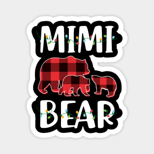 Mimi Bear Red Plaid Christmas Pajama Matching Family Gift Magnet