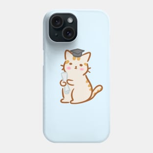 cute orange cat wearing a graduation cap Phone Case