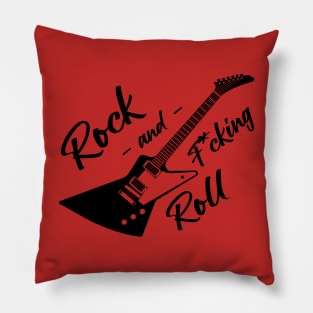 Rock and f*cking roll electric guitar art Pillow