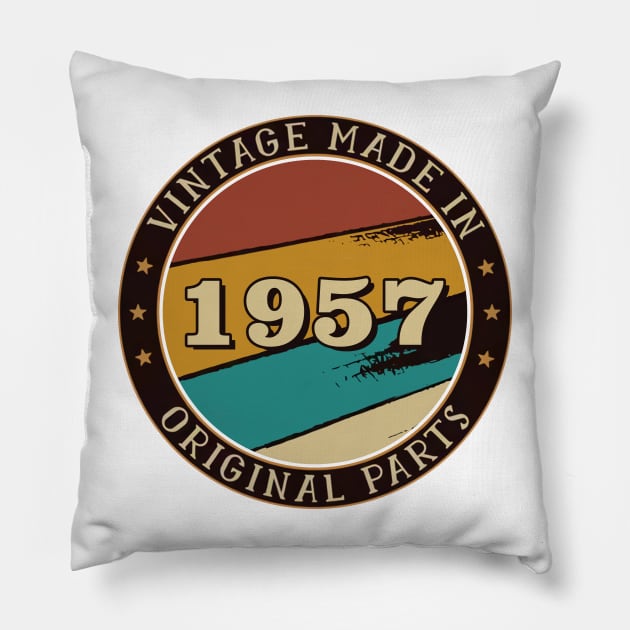 Vintage Made In 1957 Original Parts Pillow by super soul