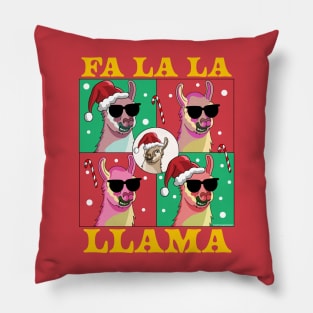 Fa La La Llama - Funny Christmas Falala Llama with Santa Hat Pillow