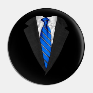 Blue Suit Up! Realistic Suit and Tie Casual Graphic for Zoom Pin