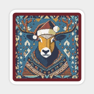 Deer Wearing  Christmas Sweater Magnet