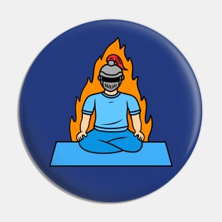 Cute cartoon knight doing yoga easy pose Pin