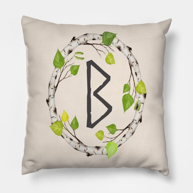 Berkana Elder Futhark Rune Pillow by Time Nomads