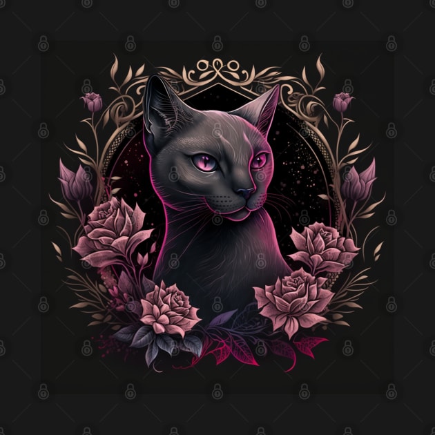 Burmese Cat With Roses by Enchanted Reverie