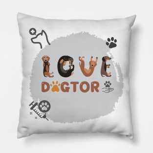 Veterinarian Gifts: Love Dogtor Dog Typography Pillow