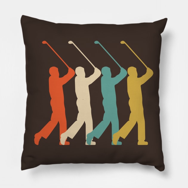 Retro Vintage Golf Golfer tshirt Pillow by Anfrato