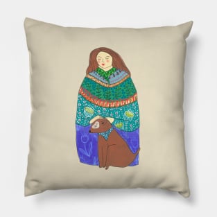 Lady and the dog Pillow