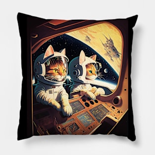 Cute Cats in Space Retro Fantastic Japanese Anime Pillow