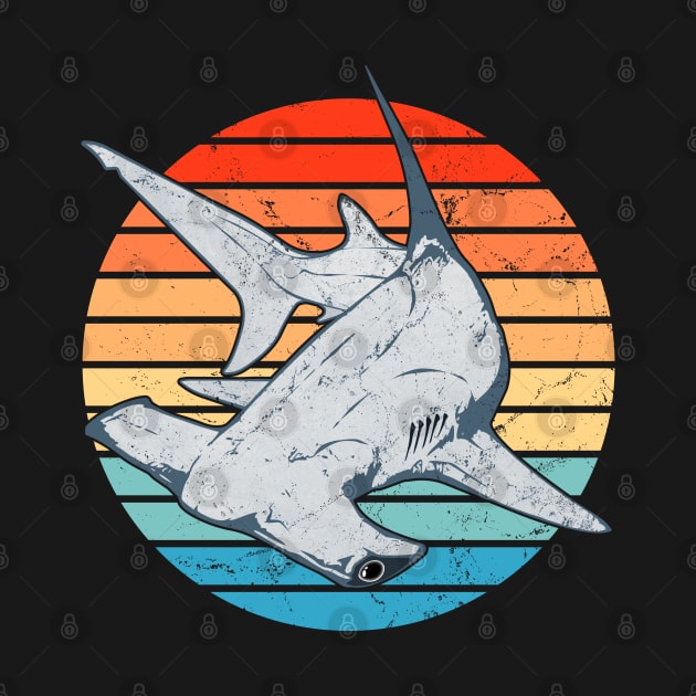 Hammerhead shark retro sunset by NicGrayTees