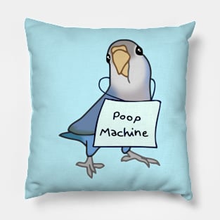 Grey Blue Lovebird - Poop Machine Pillow