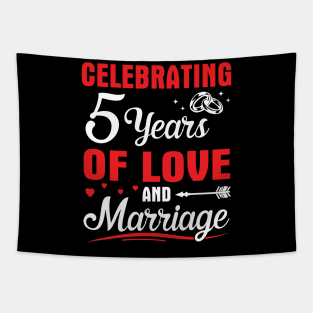 Celebrating 5 Years Of Love And Marriage Happy Husband Wife Papa Nana Uncle Aunt Brother Sister Tapestry