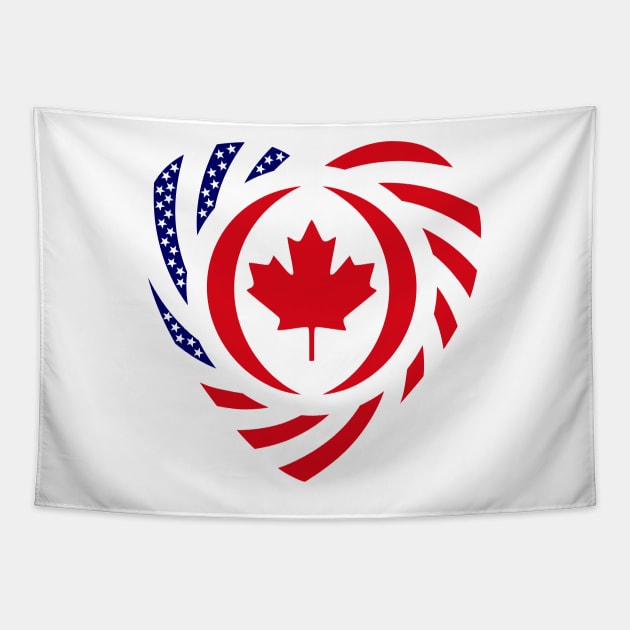 Canadian American Multinational Patriot Flag (Heart) Tapestry by Village Values