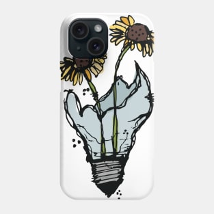 Light bulb with yellow flowers sketch Phone Case