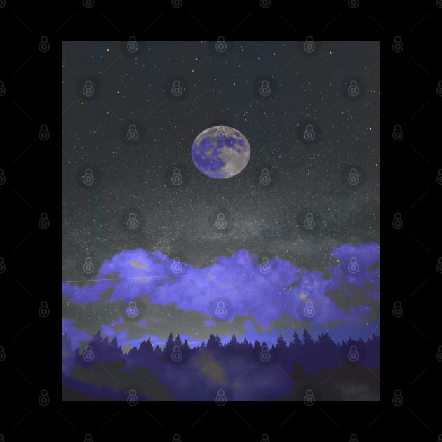 Blue Moon Spooky Night Sky by Punderstandable