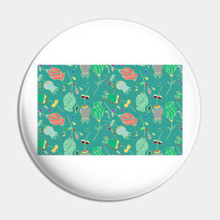 Green Tulip Floral Pattern Pin