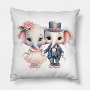 Elephant Couple Gets Married Pillow