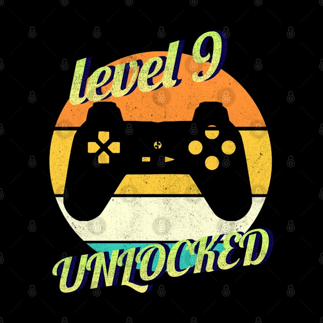 Level 9 Unlocked 9th Birthday funny Gift idea for Gamers by Smartdoc