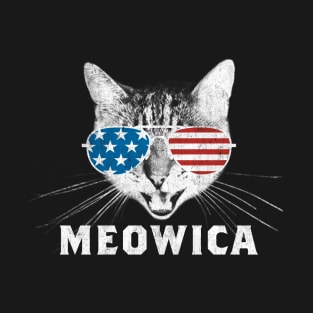 Meowica USA American Flag Cat T-Shirt