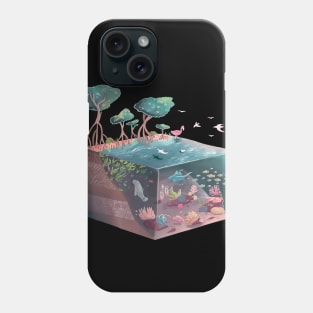 Isometric Coral Reef and Mangrove Ecosystem Phone Case