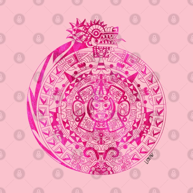 pink quetzalcoatl ecopop pattern by jorge_lebeau