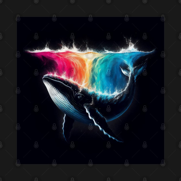 Monochromatic Whale Rainbow Color Splash by TomFrontierArt