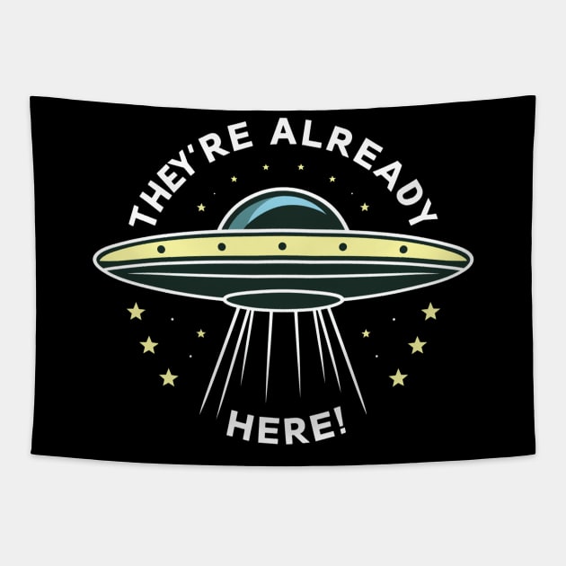 They're Already Here Alien UFO Tapestry by Infinite Legacy Designs