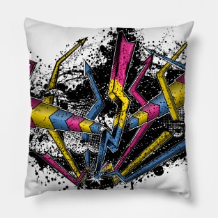 Grunge Graffiti Pansexual Lightning and Arrows Pillow