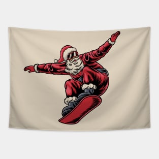 Cool Snowboarding Santa Claus Tapestry