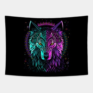 Retro wolf Tapestry