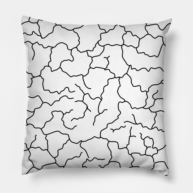 Cracked Lines Black and White Abstract Design Pillow by love-fi