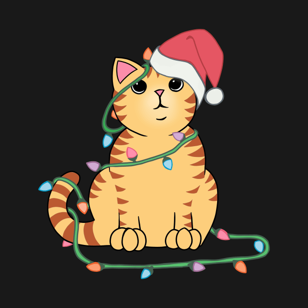 Orange Tabby Cat Christmas lights funny cat lover xmas hat by xenotransplant