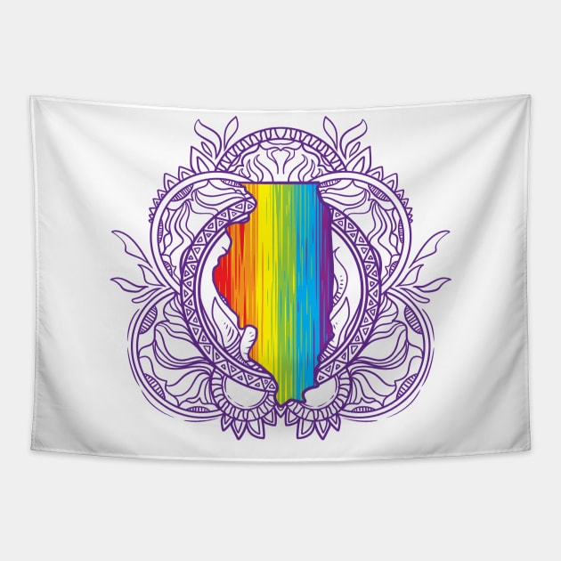 Illinois Mandala Pride Tapestry by Manfish Inc.